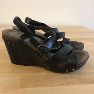 Dansko Black Leather Frida Sandal